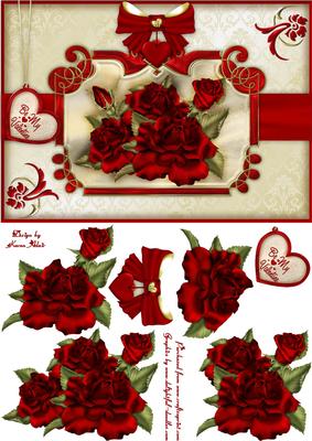 Red Roses for You Card Front with Step by Step