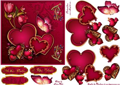 Valentine's Hearts Galore Card Front with Step by Step