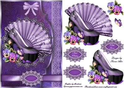 Pansy Shoe Diva Faux Envelope Card Front