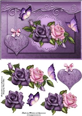 Love Hearts & Roses Card Front with Step by Step