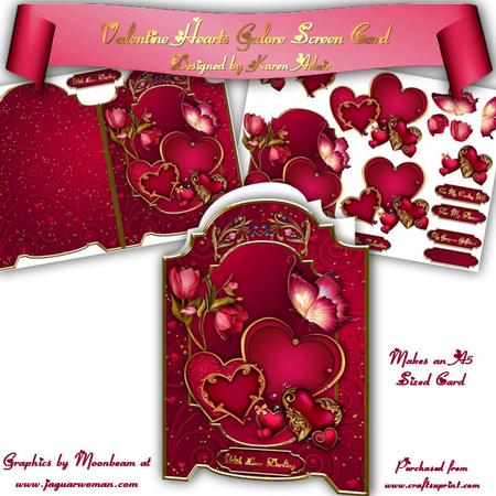 Valentine Hearts Galore Screen Card Mini-kit
