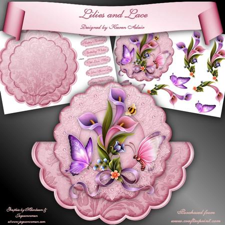Lilies and Lace Scallop Wobble Card Mini Kit