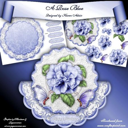 A Rose Blue Scallop Wobble Card Mini Kit