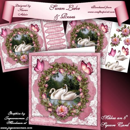 Swan Lake & Roses 8" Square Card Mini-kit