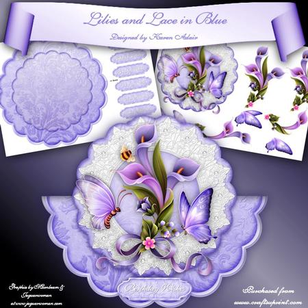 Lilies and Lace in Blue Scallop Wobble Card Mini Kit