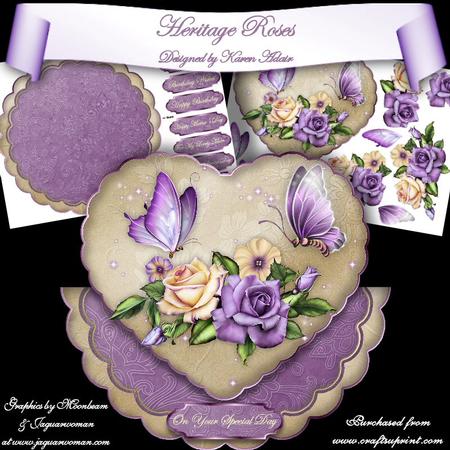 Heritage Roses Heart Shaped Scallop Wobble Card Mini-kit