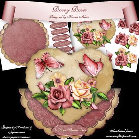 Rosey Roses Heart Shaped Scallop Wobble Card Mini-kit