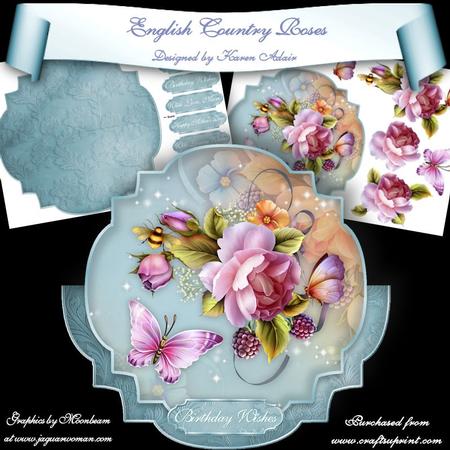 English Country Roses Elegant Shaped Wobble Card