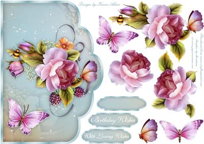 English Country Roses Scallop Card Front