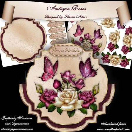 Antique Roses Elegant Shaped Wobble Card