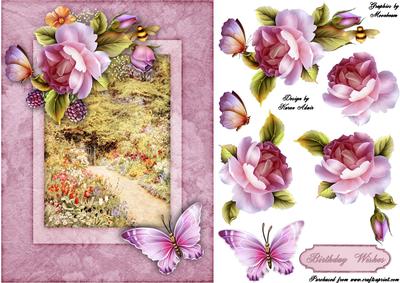 A Country Garden A5 Card Front with Step by Step