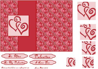 Entwined Hearts Valentines Fold Back Card