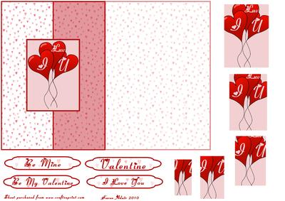Balloon Hearts Valentine Fold Back Card