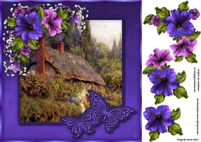 Petunia Heaven 8 " Square Card Front with Step by Step