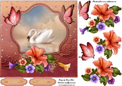 Petunia Swan 7" Card Front with Step by Step