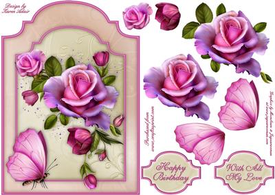A Rose Romance Card Front with Step by Step