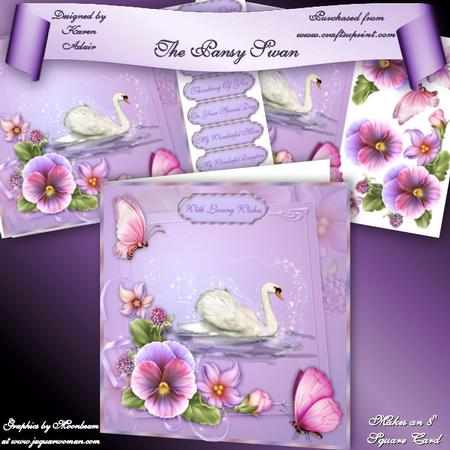 The Pansy Swan 8" Square Card Mini-kit