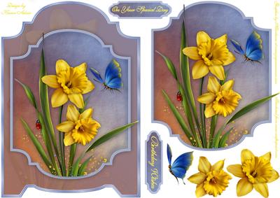 Daffodil Days Screen Card Front with Step by Step