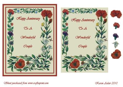 Floral Anniversary Card Front with Step by Step
