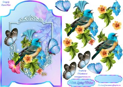Beautiful Birdie Screen Card with Step by Step