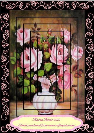 Pink Roses A4 Pyramid Card Front Kit