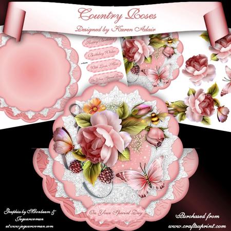 Country Roses Scallop Wobble Card Mini-kit