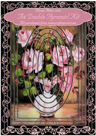 Pink Roses A4 Double Pyramid Card Kit