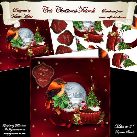Cute Christmas Friends 8" Square Card Mini-kit