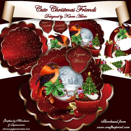 Cute Christmas Friends Scallop Wobble Card Mini-kit