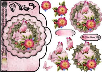 Blooms & Butterflies Scallop Shaped Card Front