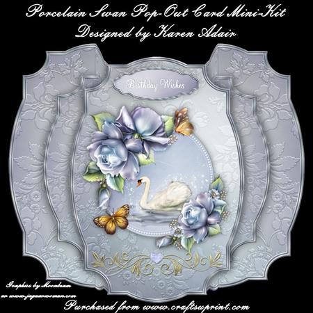 Porcelain Swan Pop-out Card Mini-kit