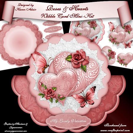 Roses & Hearts Scalloped Wobble Card Mini-kit