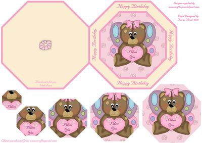 'rosie' the Fairy Bear Octagonal Pyramid Quick Card