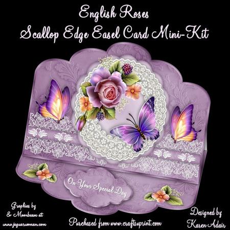 English Roses Scallop Easel Card Mini-kit