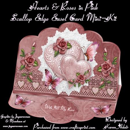 Hearts & Roses in Pink Scallop Easel Card Mini-kit