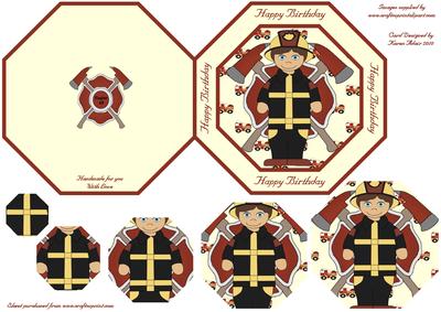 'frankie' the Fireman Octagonal Pyramid Quick Card