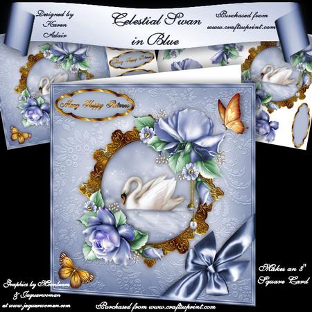 Celestial Swan in Blue 8" Square Card Mini-kit