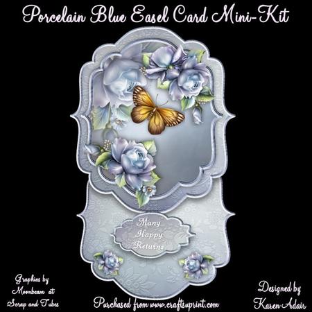 Porcelain Blue Bracket Shaped Easel Card Min-kit