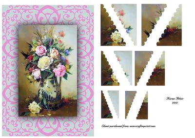 Rose Bouquet Four Corner Bubble Edged Stacker