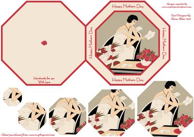 Art Deco Lady Octagonal Pyramid Quick Card - Mothers Day