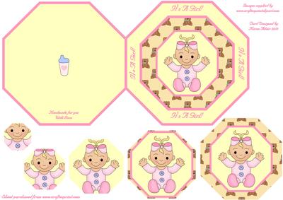 It's a Girl! Octagonal Pyramid Quick Card