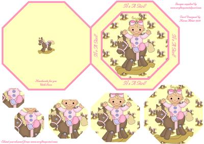 It's a Girl 3 Octagonal Pyramid Quick Card