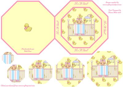 It's a Girl! 4 Octagonal Pyramid Quick Card
