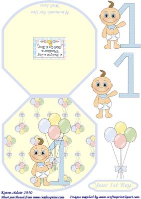 Your 1st Boy - Octagon Shaped Wobble Card