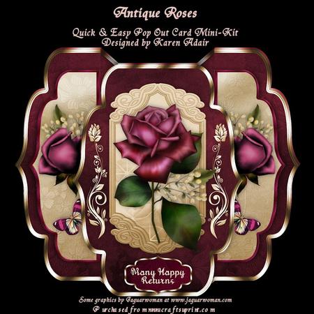 Antique Roses - Quick & Easy Pop-out Card Mini-kit