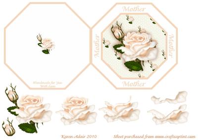 A Rose for Mother - Octagonal Quick Card with Decoupage