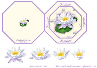 Water Lily Octagonal Quick Card with Decoupage