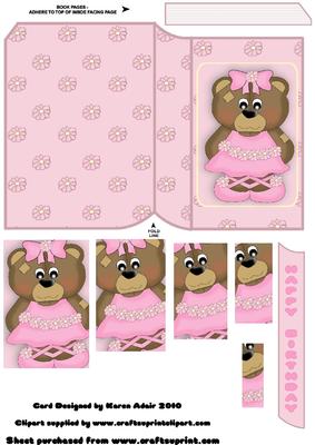 'rosie' the Ballerina Bear - New Book Shape with Spiral Pyramid Topper