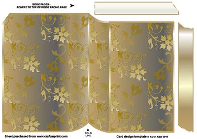 Gold Metallic Effect Floral Embossed New Book Shape Card