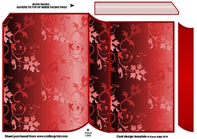 Red Metallic Effect Floral Embossed New Shape Book Card